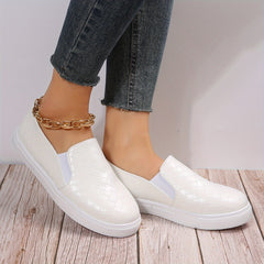 Women's Plaid Pattern Skate Shoes Lightweight Slip On Sneakers