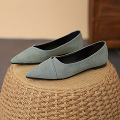 Women's Denim Slip On Pointed Toe Shoes Comfortable Walking Shoes