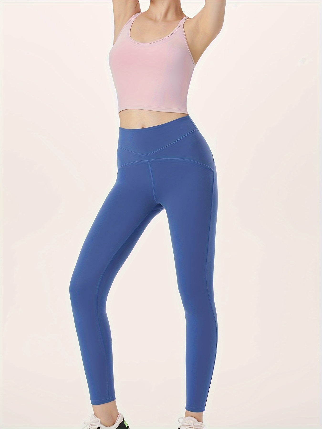 Women's Solid Yoga Leggings Butt lifting Tummy Control Slim Fitted Sports Tights
