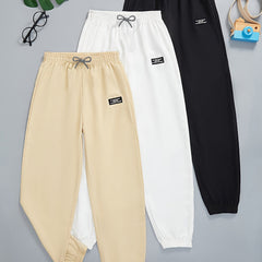 3pcs Kids Bow Decor Elastic Waist Jogger Pants Set for Sports