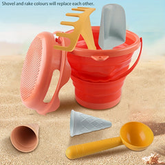 KIDNOAM 2200cc Collapsible Bucket Heavy Duty Large Sand Bucket 7 in 1 Beach Toys