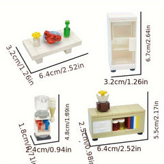 Small Particle Building Blocks Toy Set with Kitchen Table and Appliances