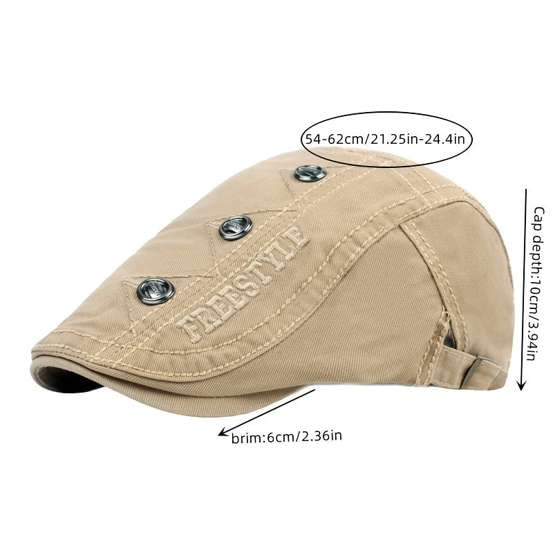 Men's Embroidered Peaked Cap Casual Sun Protection Beret
