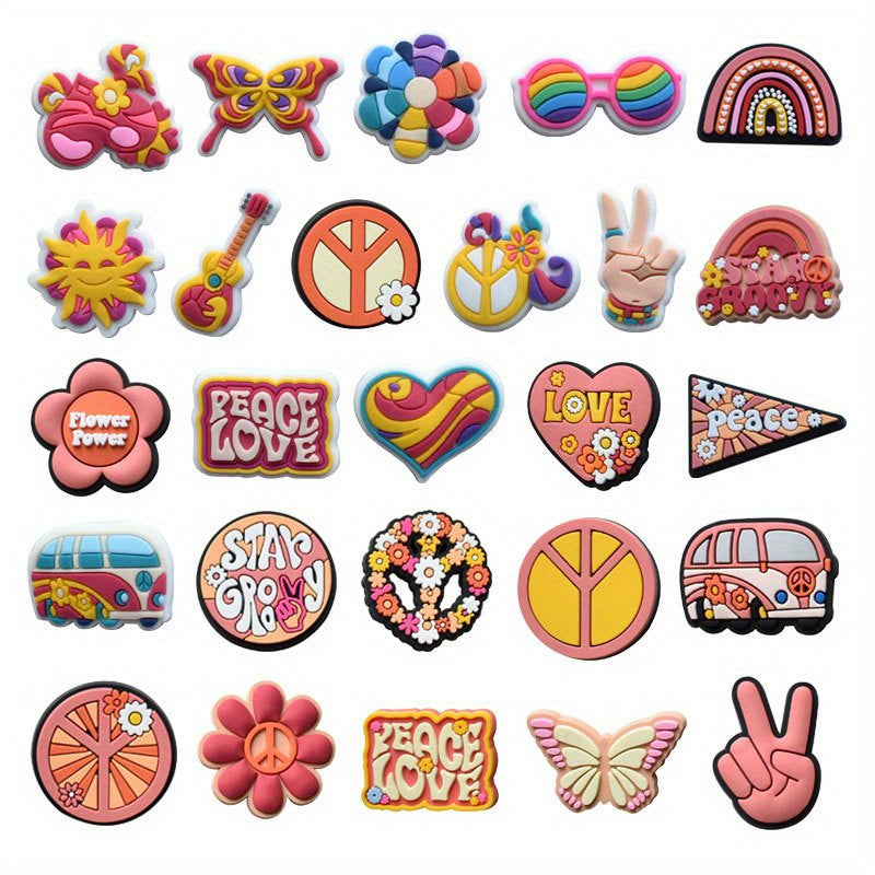 26pcs Pink Shoe Charms for Clogs Sandals Bubble Slides PVC Accessories