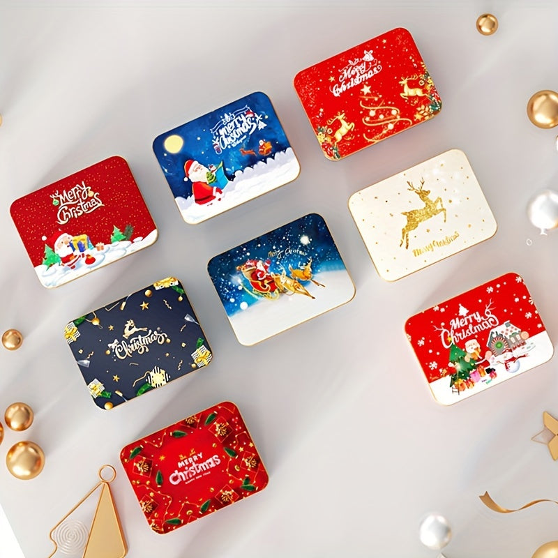 Christmas Square Metal Tinning Can Set Candy Box Gift Storage Box Biscuit Can