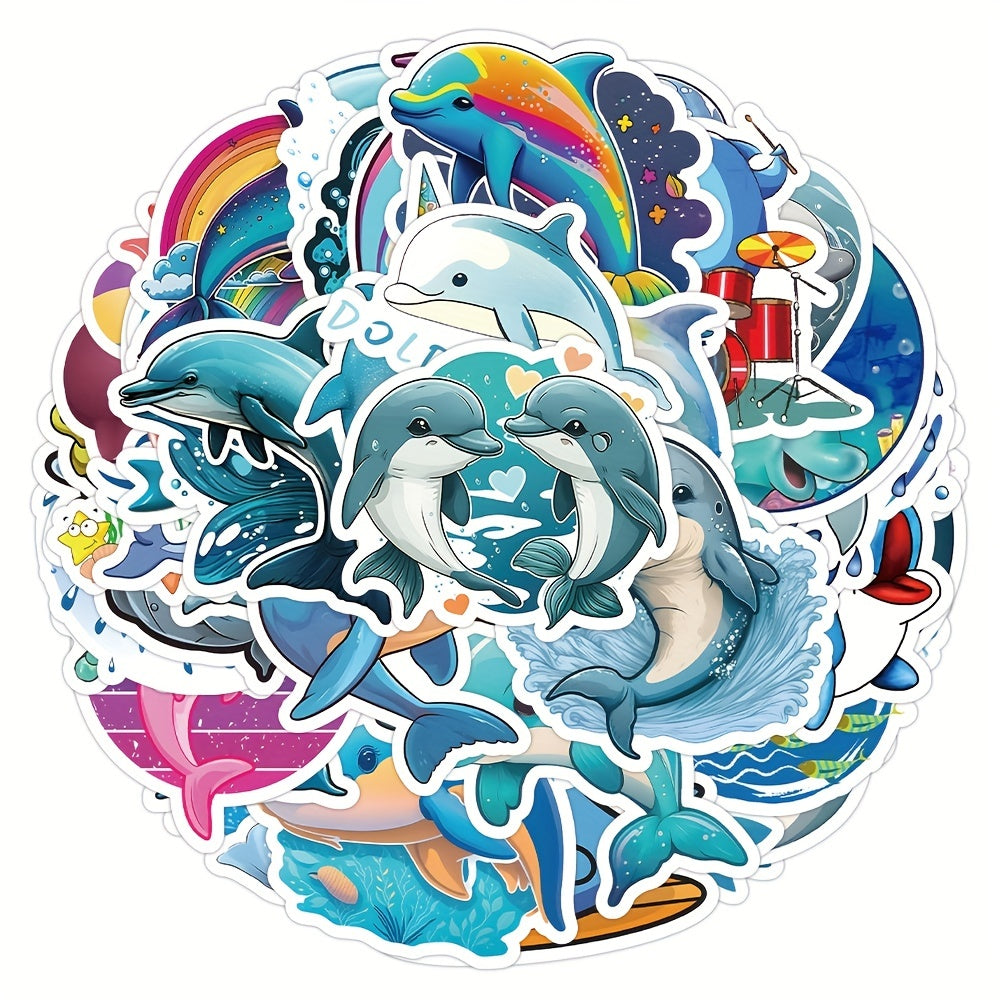 50pcs Ocean Dolphin Vinyl Stickers for Notebooks Water Bottles & More