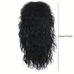 Halloween 80s Men's Wig Long Curly Hair Punk Rock Headgear Masquerade Party