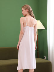 Women's Lace Trim Soft Lounge Dress
