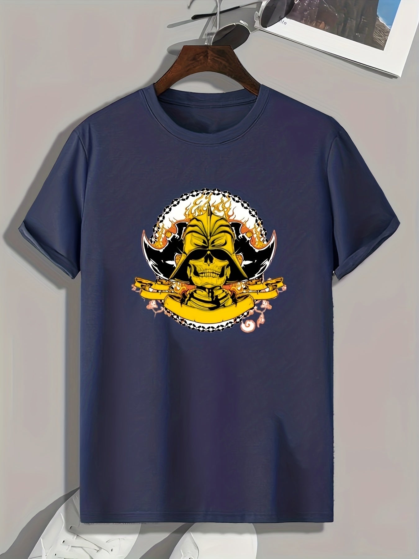 Skull Print Men's Graphic T-shirt for Summer