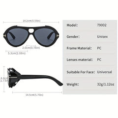 Steampunk Tinted Lens Top Bar Sunglasses UV400