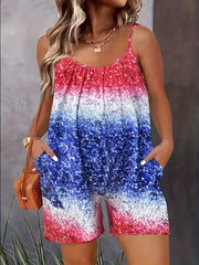 Women's Plus Size Flag Ombre Print Cami Romper