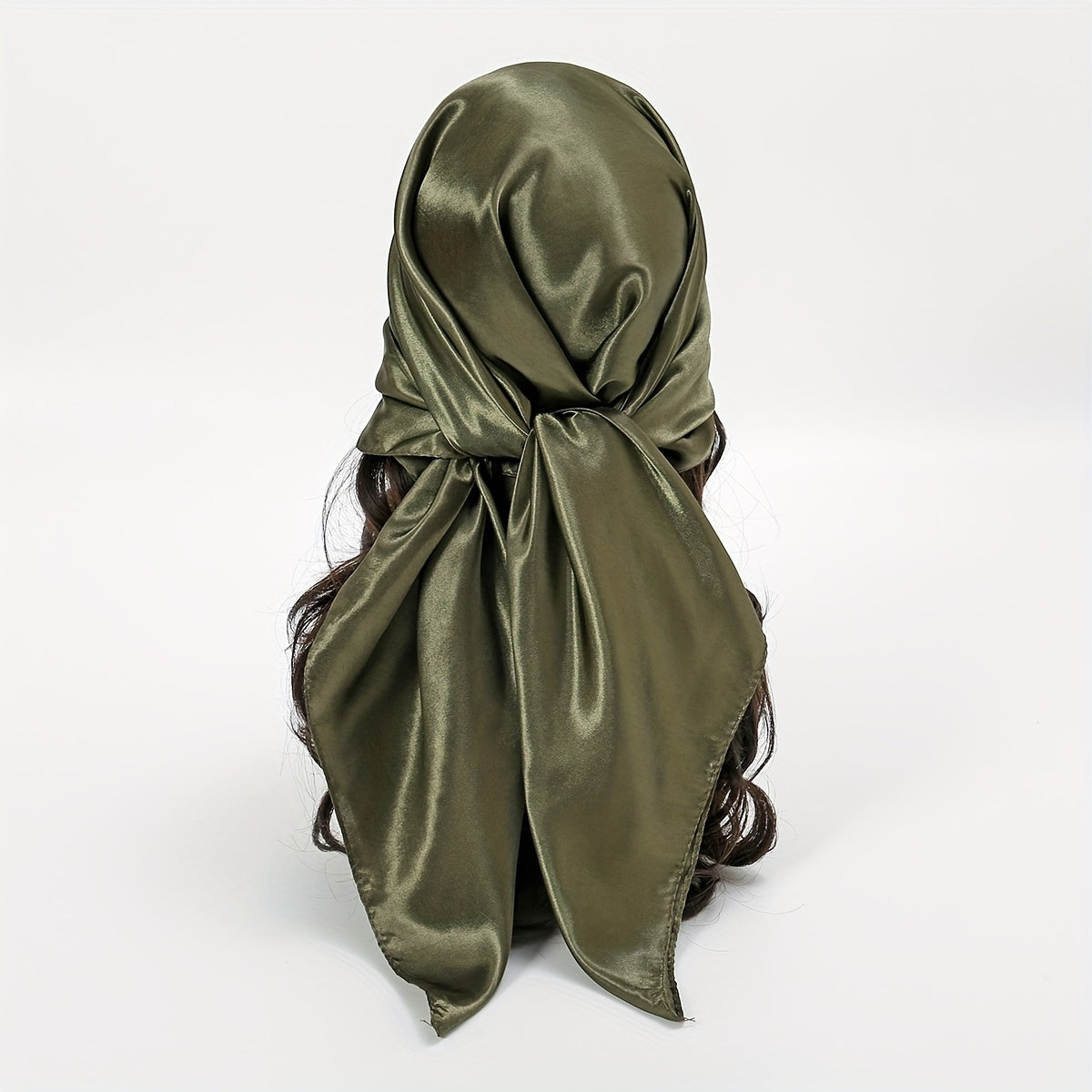 Vintage Dark Green Bandana Large Satin Square Scarf