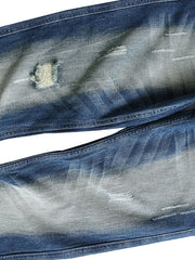 Men's Vintage Ripped Distressed Slim Straight Jeans