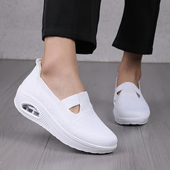 Women's Hollow Out Slip-on Knit Sneakers with Air Cushion Platform