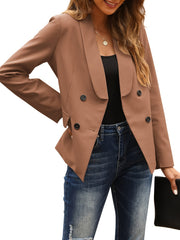 Lapel Solid Blazer Long Sleeve Work Office Outerwear Women's Clothing