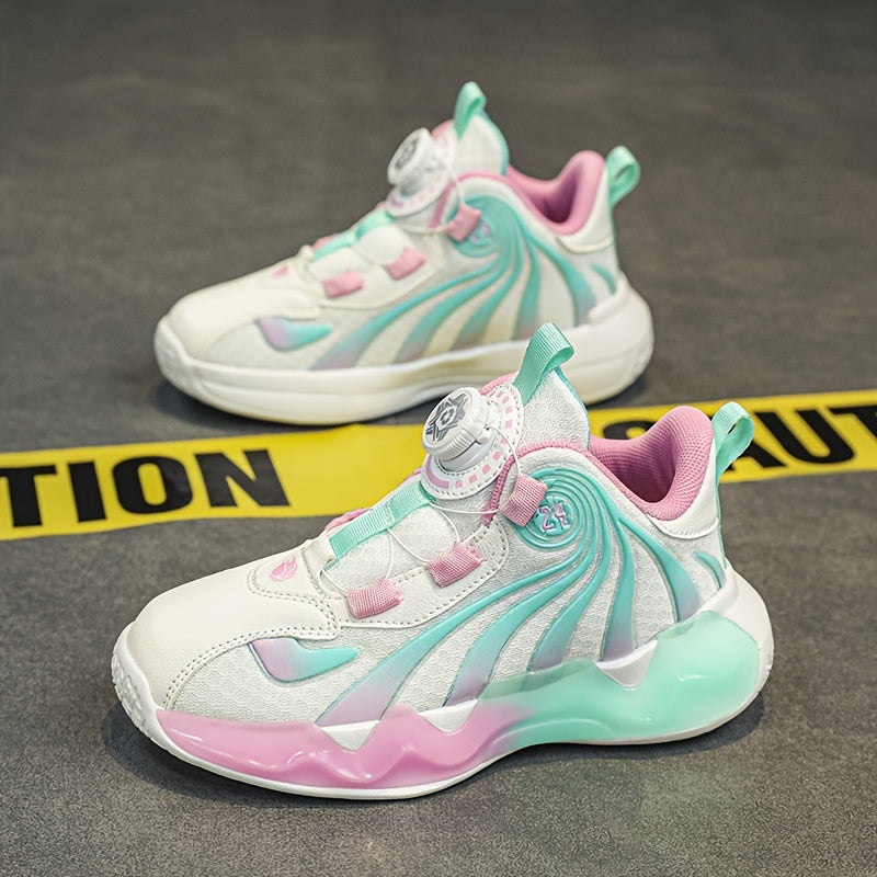 Boys' Comfy Basketball Shoes with Rotating Buckle