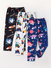 Kid's Cartoon Pattern Pants Elastic Waist Loungewear Comfy Casual PJ