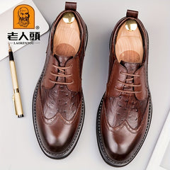 LAORENTOU Men's Brogue Leather Derby Shoes