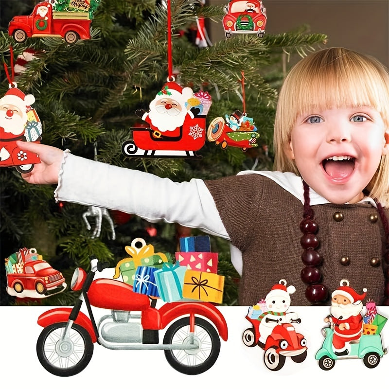12pcs Red Truck Christmas Ornaments Snowman Xmas Tree Decorations