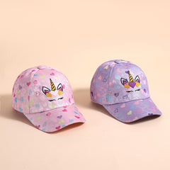 Unicorn Heart Print Kids Baseball Cap Sun Protection Hat