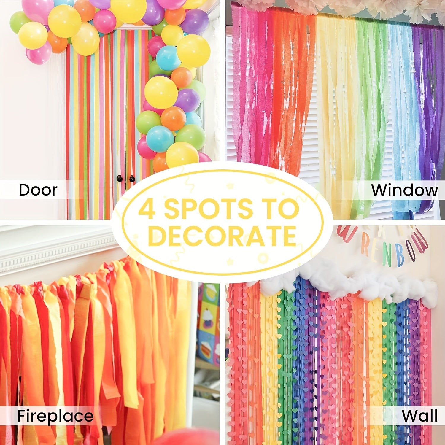 6pcs Rainbow Party Streamers For Party Decorations