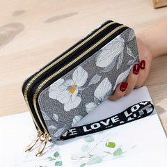 Flower Embroidery Long Wallet Clutch Purse Phone Bag