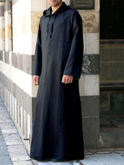 Men's Button Muslim Islamic Kaftan Arab Loose Long Sleejsons Vintage