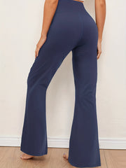 High Waist Sports Pants With Pockets Bell Bottom Tummy Control
