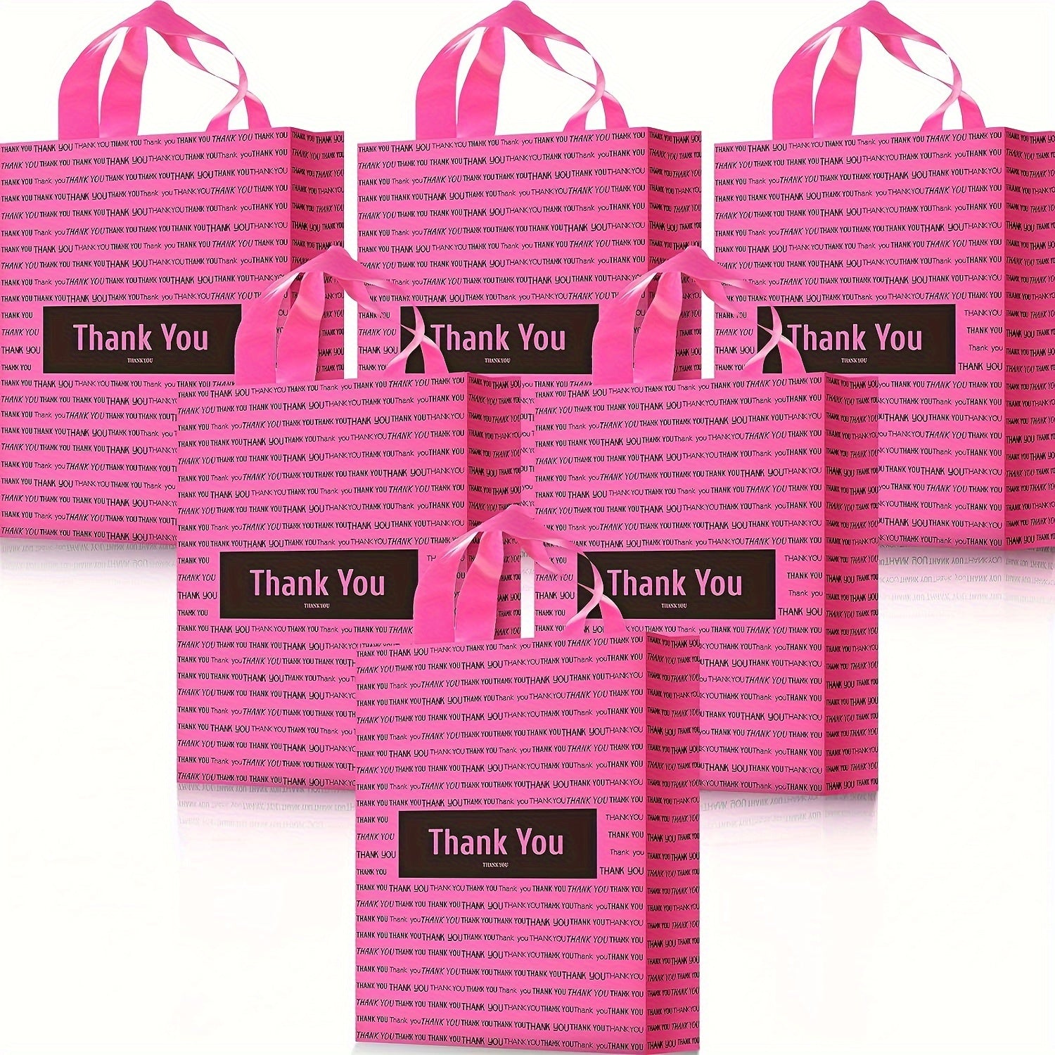 100 Pink Thank You Bags Plastic Merchandise Shopping Bags