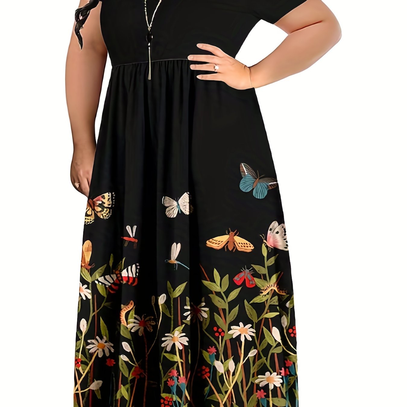 Flowy Floral Maxi Dress Plus Size