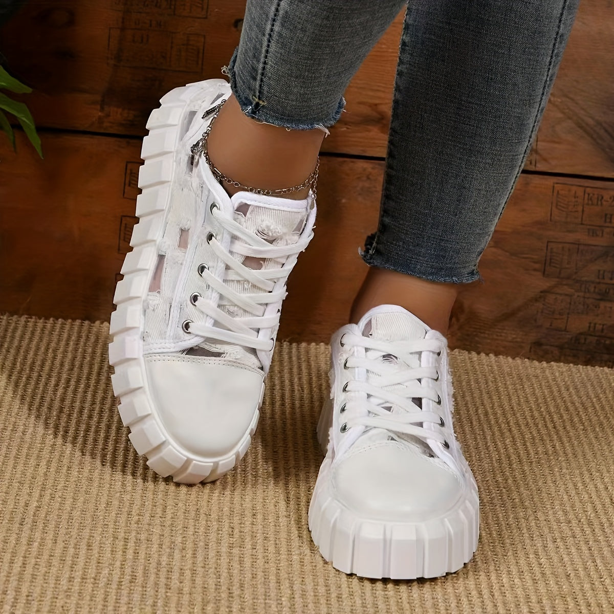 Women's Hollow Out Platform Canvas Sneakers