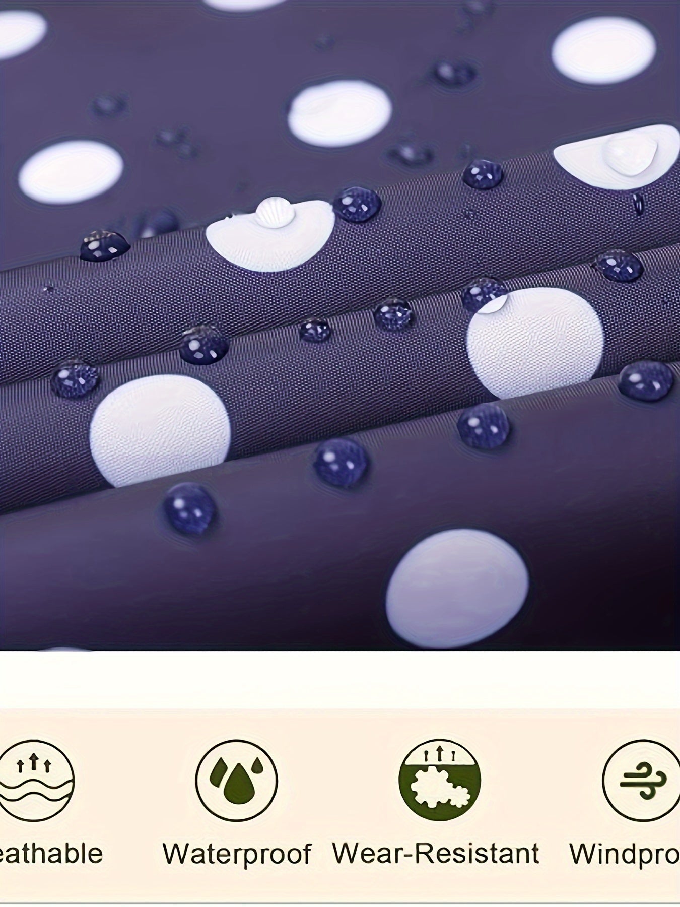 Polka Dot Lightweight Rain Poncho Jacket PU Raincoat