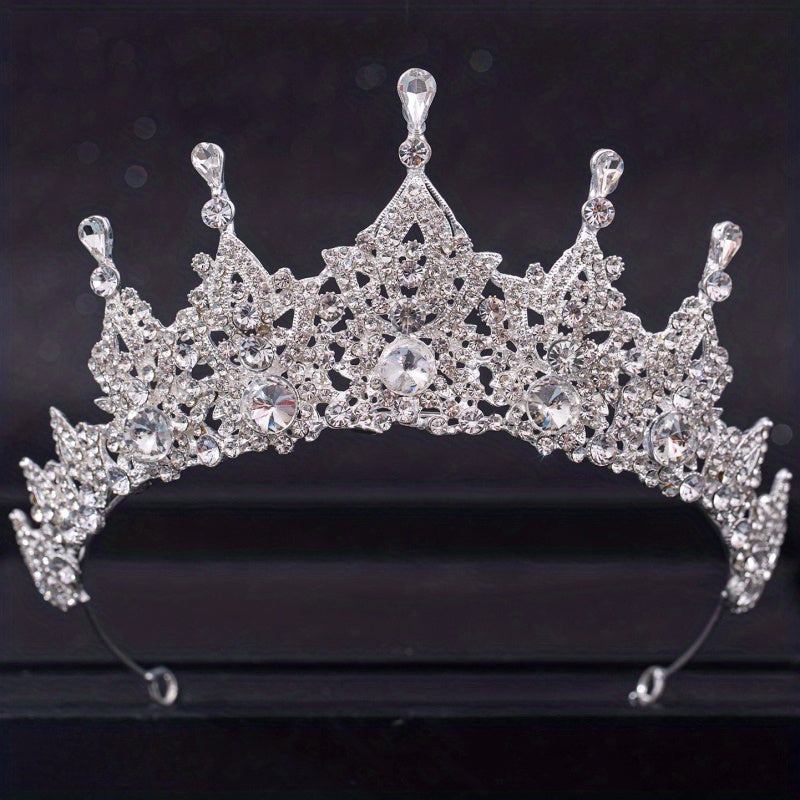 Baroque Crystal Bridal Head Jewelry Set Rhinestone Tiara Crown Earring Necklace