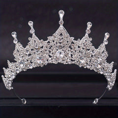 Baroque Crystal Bridal Head Jewelry Set Rhinestone Tiara Crown Earring Necklace