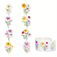 200pcs Wildflower Stickers Colorful Floral Paper Decals Self Adhesive