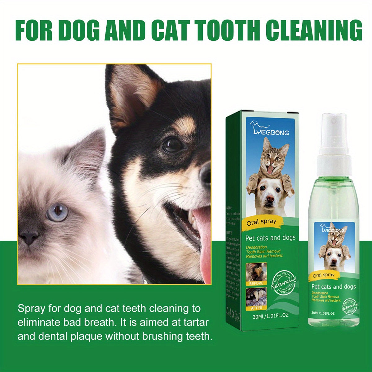 Dog Dental Spray Tartar Remover For Dogs 30ml Pet Teeth Cleaning Spray