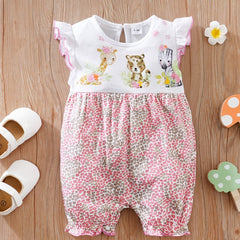 Cute Animal Print Romper for Baby Girls