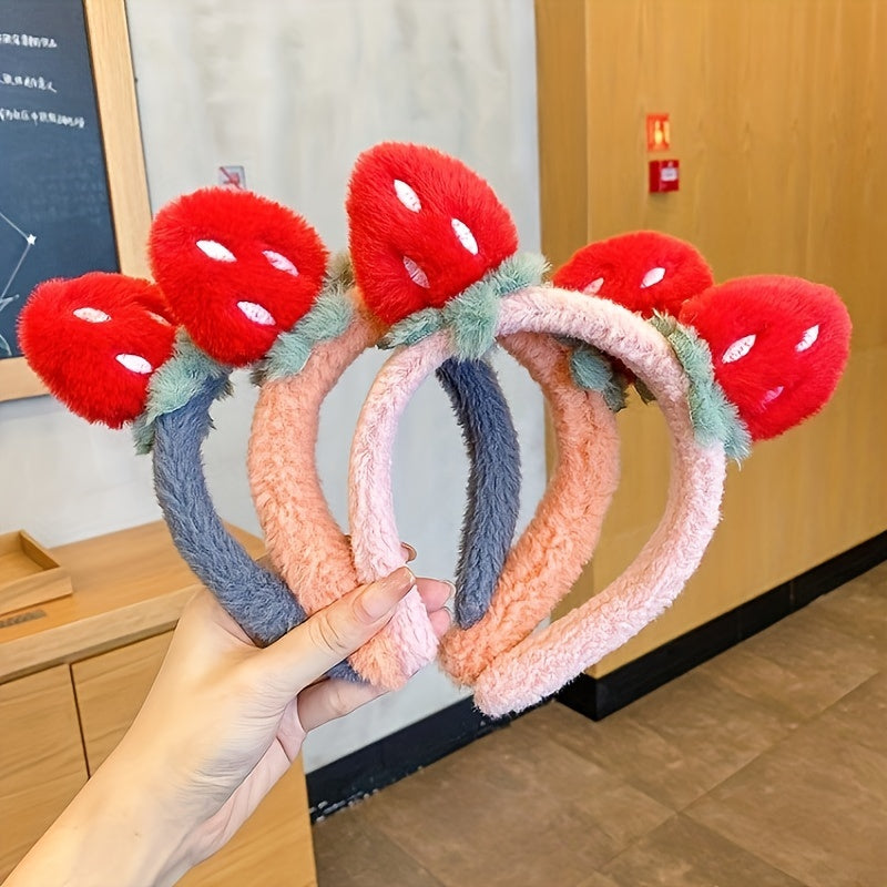 Strawberry Face Wash Hair Band Plush Head Band