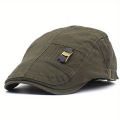 Men's Flat Cap Buckle Forward Cap Cotton Duckbill Cap Adjustable
