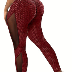 Honeycomb Mesh Leggings High Waist Yoga Pants Women's Clothing