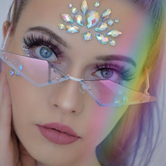 Y2K Rhombus Rimless Sunglasses UV400 Sun Shades