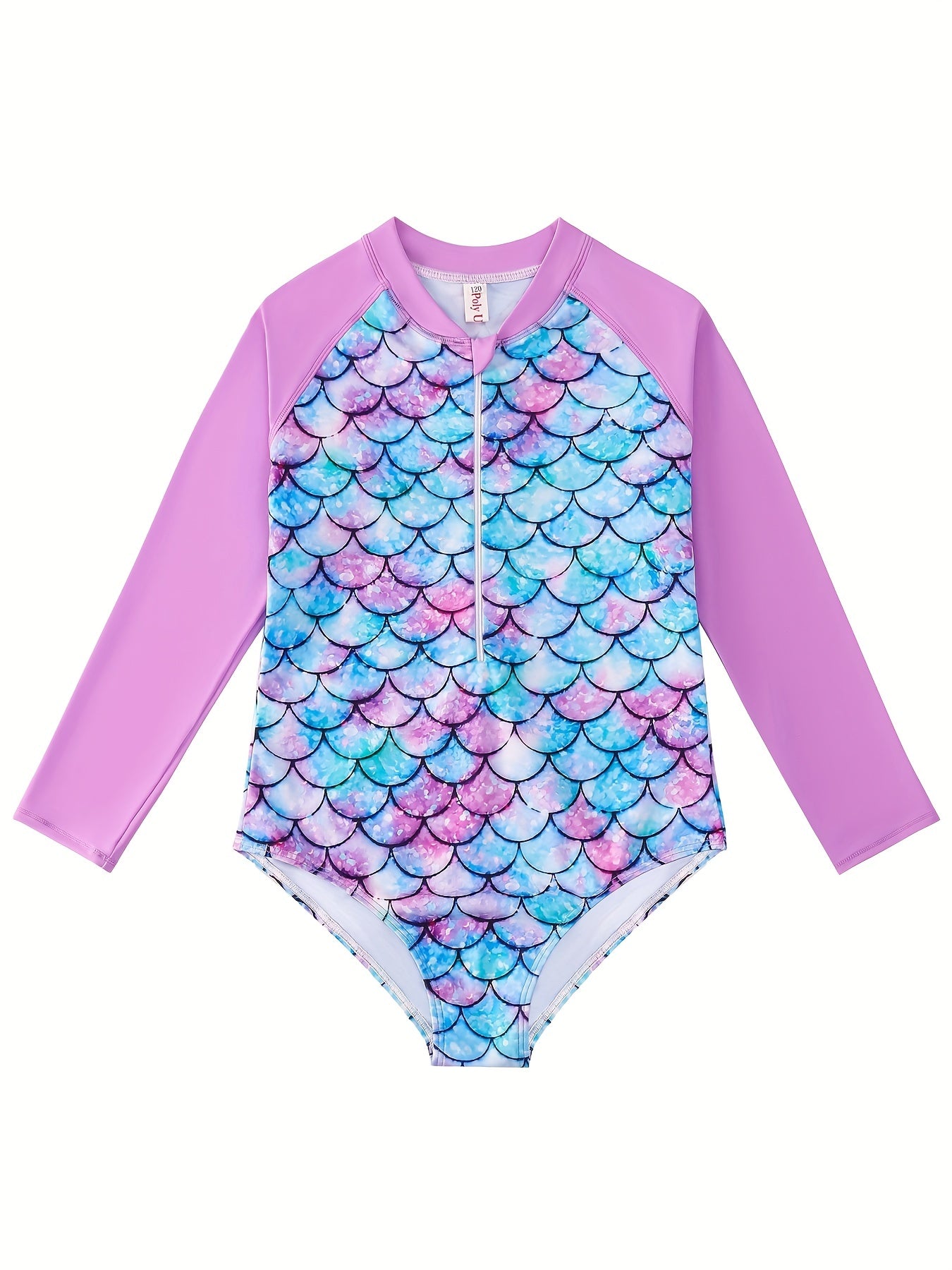 Mermaid Swimsuit Fish Scale Print Long Sleeved Sports Swims