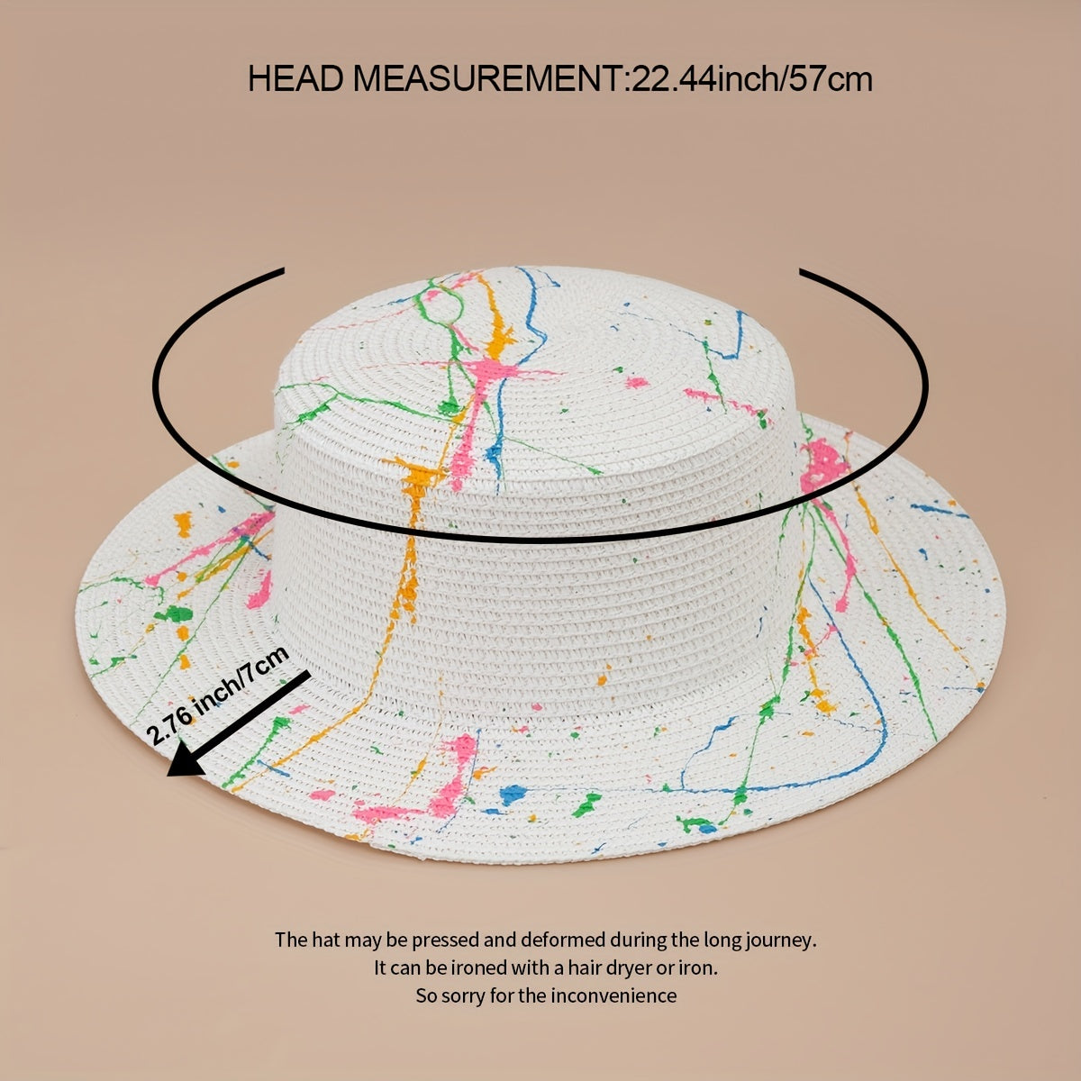 Men's and Women's Straw Hat Summer Sun Hat Seaside Vacation Beach Flat Top