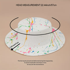 Men's and Women's Straw Hat Summer Sun Hat Seaside Vacation Beach Flat Top