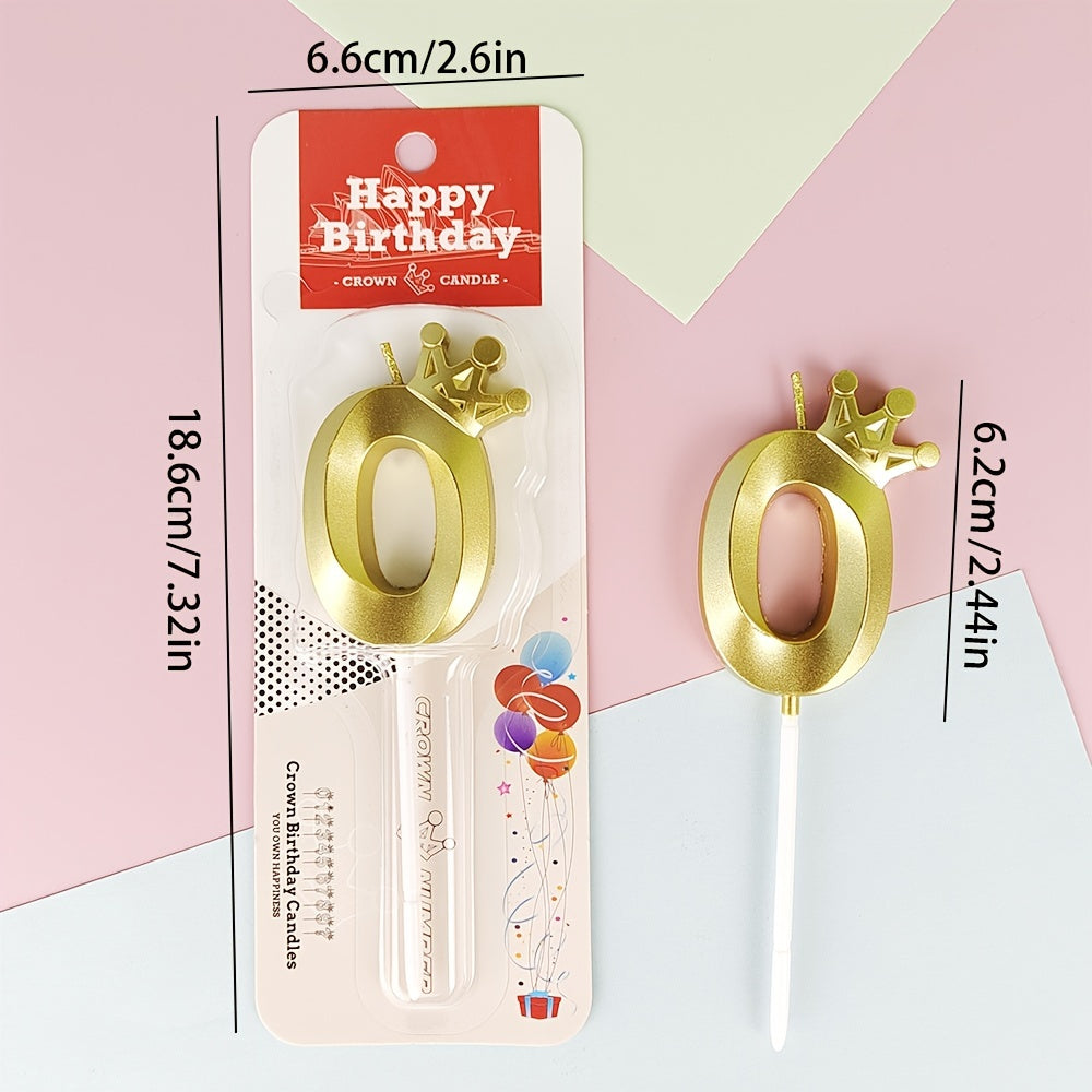 1pc Crown Birthday Cake Number Candles Silvery Champagne Golden Crown