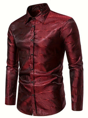 Men's Casual Dress Shirt Turn Down Collar Long Sleeve Regular Fit