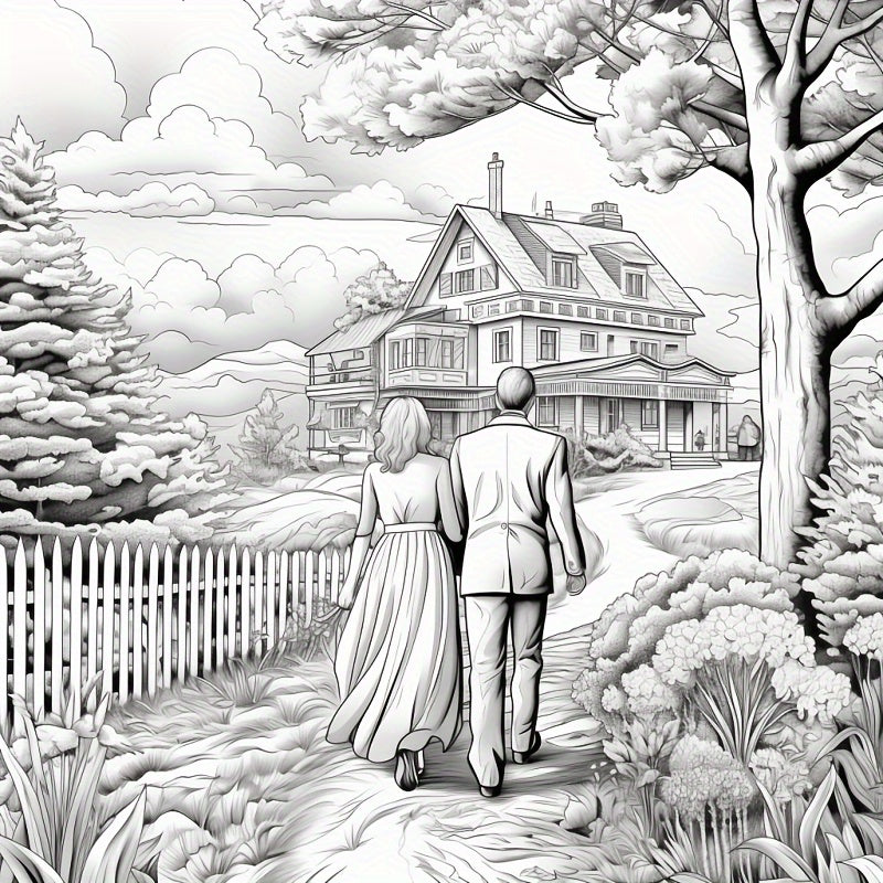 22pcs Romantic Countryside Coloring Book - Holiday Party Gift
