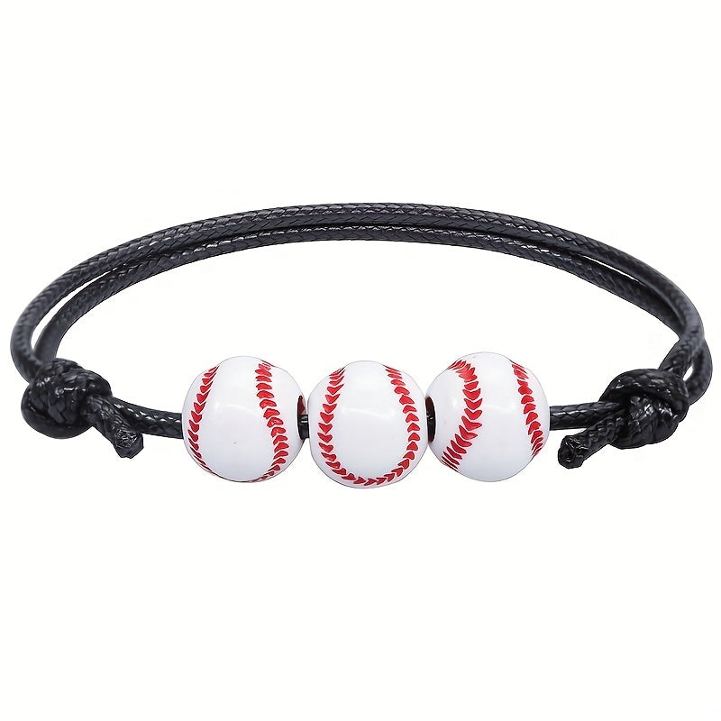 Ball Sports Bracelet with Charm Woven Rope Bracelet
