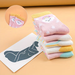 5 Pairs Princess Style Girls Socks, Rainbow Colorful Cloud Horses Mesh