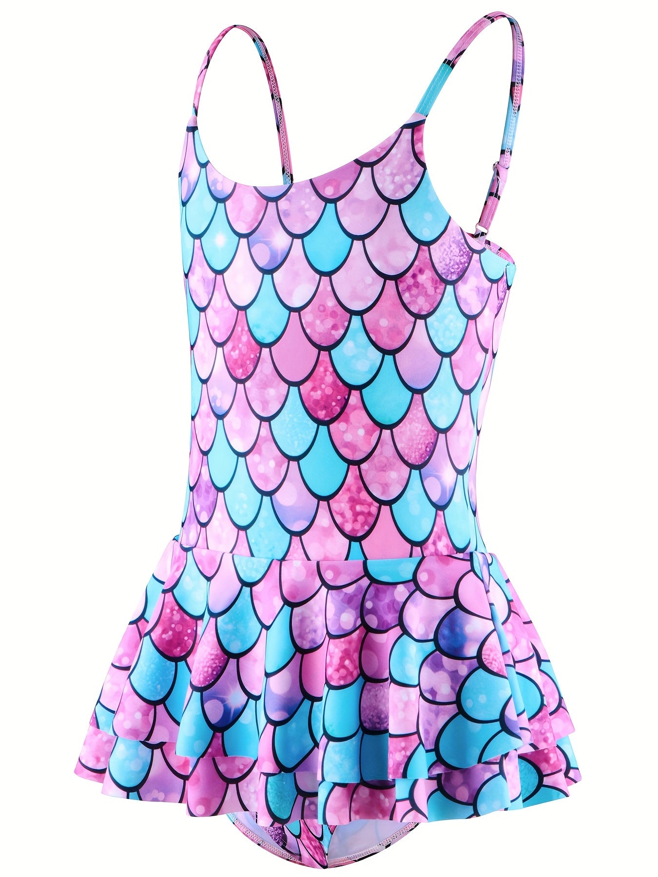 Sweet Girls Fish Scale Cami Swimwear Bathing Suit For Summer
